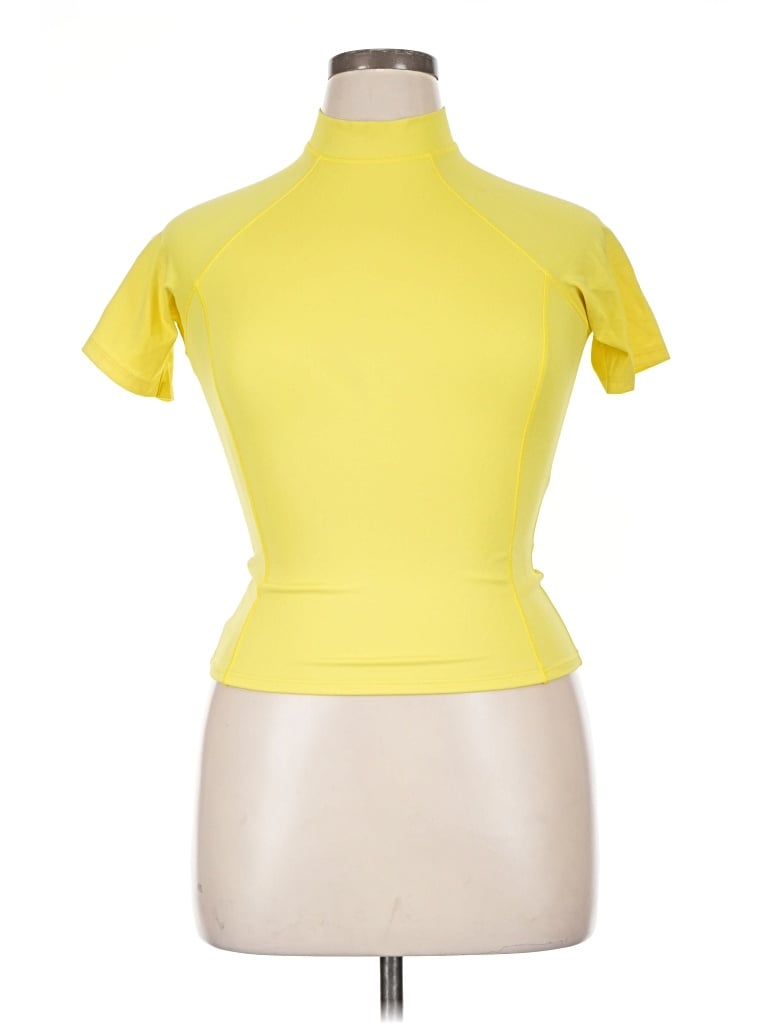 Pre-owned Lands' End Short Sleeve Turtleneck In Yellow