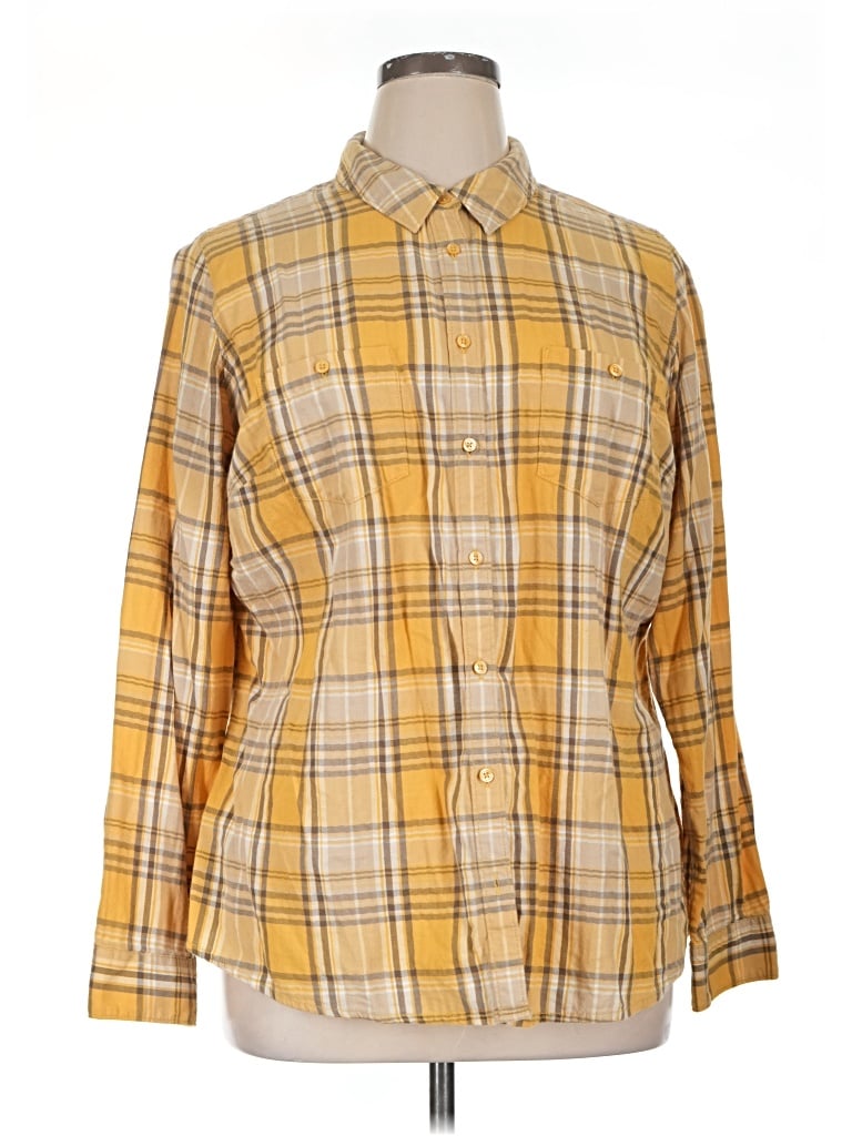 Pre-owned St. John's Bay Long Sleeve Button Down Shirt In Yellow