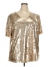 Lane Bryant 100% Polyester Metallic Gold Short Sleeve Top Size 24 - photo 1