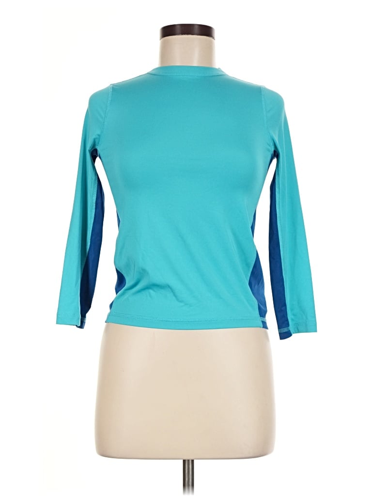 Pre-owned Lands' End 3/4 Sleeve T-shirt In Teal