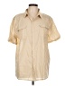Unbranded Solid Tan Short Sleeve Button-Down Shirt Size L - photo 1