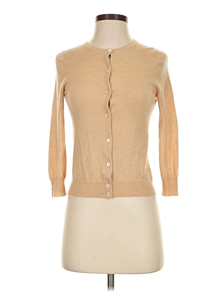 Pre-owned J.crew Collection Cashmere Cardigan Sweater In Tan