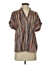 Unbranded Stripes Brown Short Sleeve Blouse Size S - photo 1
