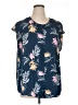 Apt. 9 100% Polyester Floral Blue Short Sleeve Blouse Size 1X - photo 1