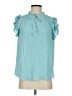 Rachel Zoe 100% Polyester Teal Short Sleeve Blouse Size S - photo 1
