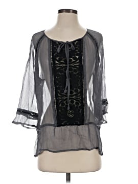 Black Rainn 3/4 Sleeve Silk Top