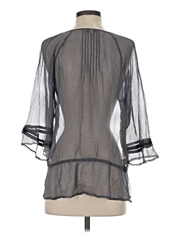 Black Rainn 3/4 Sleeve Silk Top (view 2)
