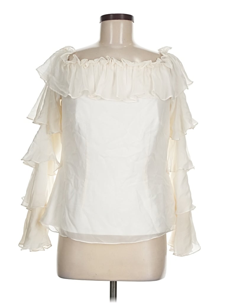 Pre-owned Tadashi 3/4 Sleeve Blouse In Ivory