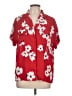 Just Fab 100% Polyester Floral Red Short Sleeve Blouse Size L - photo 1