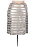 Weekend Max Mara Metallic Stripes Color Block Silver Formal Skirt Size 8 - photo 1