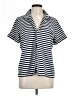 J.Crew Stripes Blue Short Sleeve Blouse Size L - photo 1