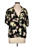 Unbranded 100% Polyester Tropical Black Short Sleeve Blouse Size L - photo 1
