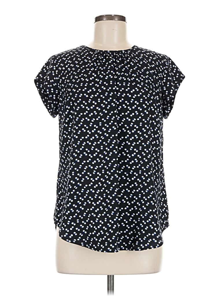 Pre-owned Monday Fun Short Sleeve Blouse In Black
