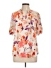 Perseption Concept Floral Orange Short Sleeve Blouse Size L - photo 2