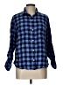 Riders by Lee Checkered-gingham Blue 3/4 Sleeve Button-Down Shirt Size L - photo 1