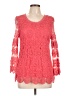 Solitaire 100% Cotton Red 3/4 Sleeve Top Size L - photo 1