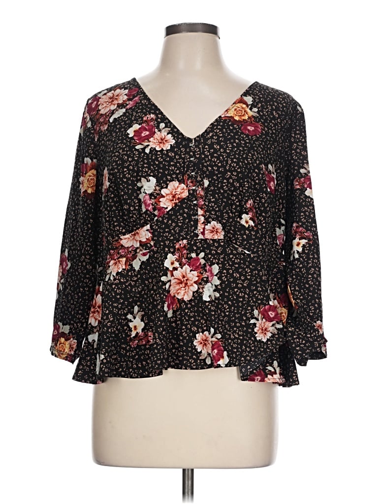 Pre-owned Torrid 3/4 Sleeve Blouse In Black