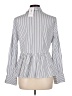 Harshman Stripes Silver Long Sleeve Blouse Size L - photo 2