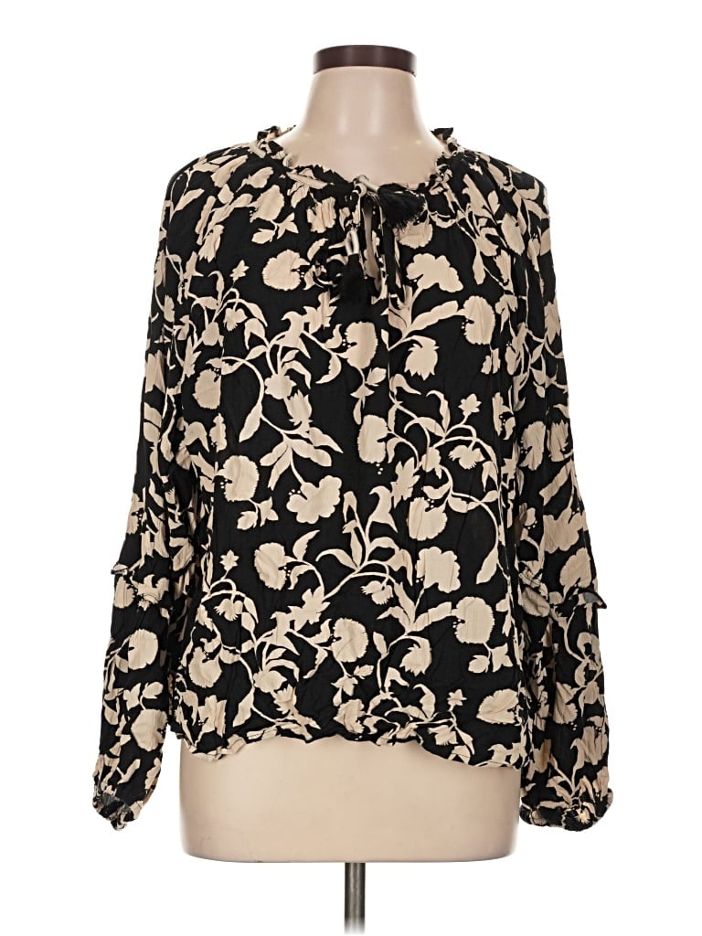 Pre-owned Knox Rose Long Sleeve Blouse In Black