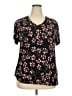 Assorted Brands Floral Black Short Sleeve Blouse Size XXL - photo 1