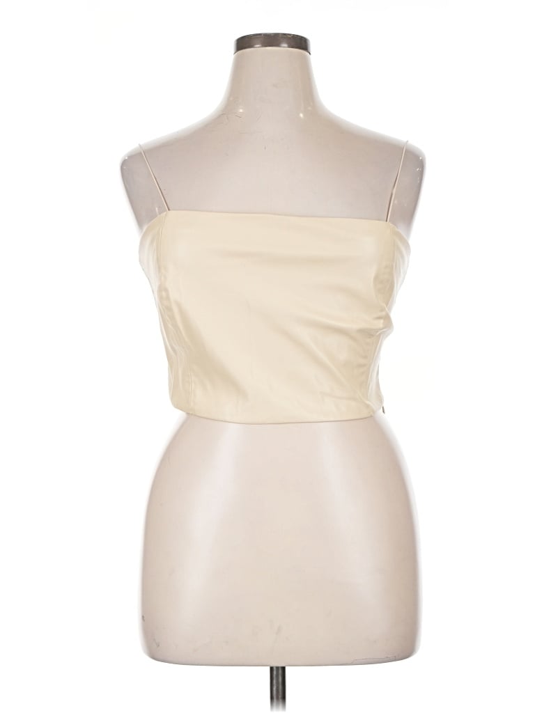 Pre-owned Zara Sleeveless Top Ivory Strapless Neckline Tops