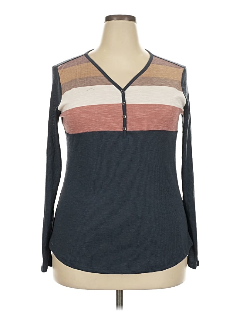 Maurices Long Sleeve Henley Shirt In Blue