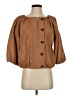 BCBGMAXAZRIA 100% Leather Brown 3/4 Sleeve Button-Down Shirt Size XS - photo 1