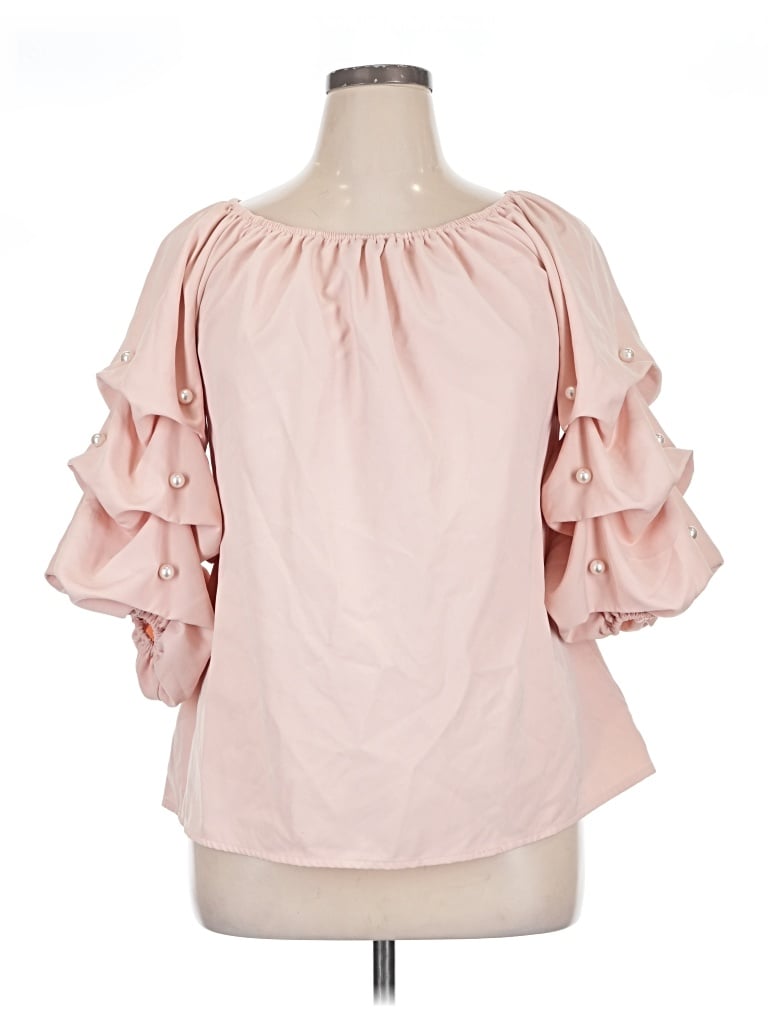 Pre-owned Roz & Ali 3/4 Sleeve Blouse In Pink