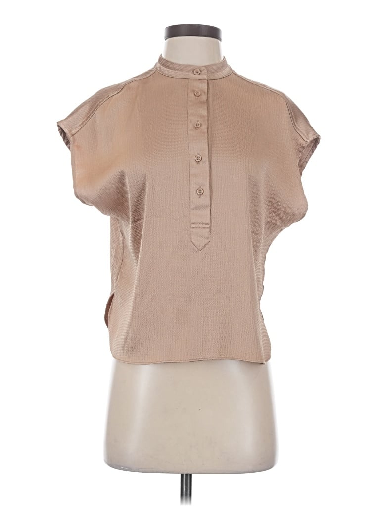 Pre-owned Banana Republic Factory Store Short Sleeve Blouse In Tan