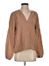 Self Contrast Tan Long Sleeve Blouse Size S - photo 1