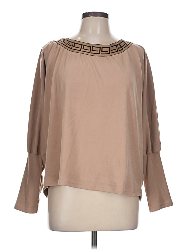Pre-owned Unbranded Long Sleeve Blouse In Tan
