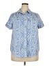 Roaman's 100% Cotton Blue Short Sleeve Button-Down Shirt Size 18W - photo 1