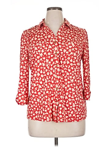Indigo Rose 3/4 Sleeve Button-Down Shirt (view 1)