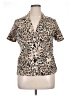 Elementz Animal Print Tan Short Sleeve Blouse Size XL - photo 1