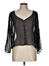 Poetry 100% Polyester Gray Black 3/4 Sleeve Blouse Size L - photo 1