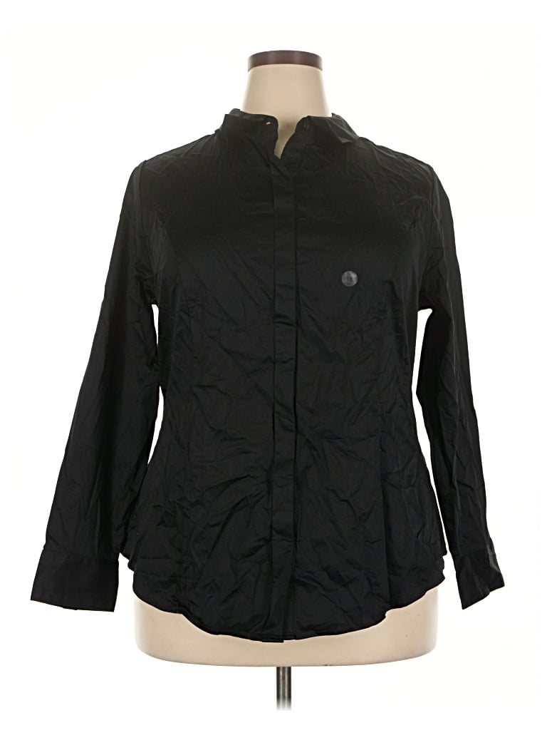 Lane Bryant Long Sleeve Polo Shirt In Black