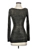 Cache Metallic Solid Black Silver Long Sleeve Top Size XS - photo 1