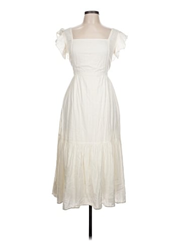 Madewell Ruffle-Strap Tiered Midi Dress in Textural Stripe (view 1)