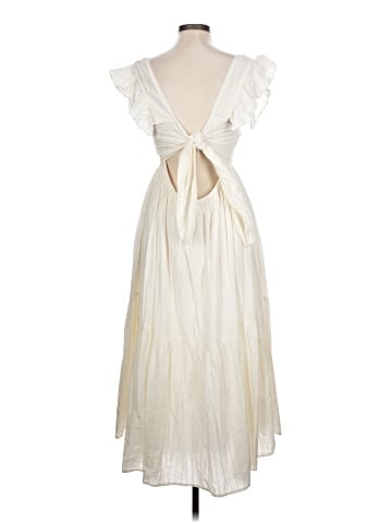Madewell Ruffle-Strap Tiered Midi Dress in Textural Stripe (view 2)