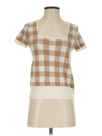 Madewell Square-Neck Sweater Tee in Gingham (view 1)