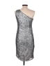 Halston Heritage Metallic Silver Cocktail Dress Size 6 - photo 2