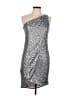 Halston Heritage Metallic Silver Cocktail Dress Size 6 - photo 1