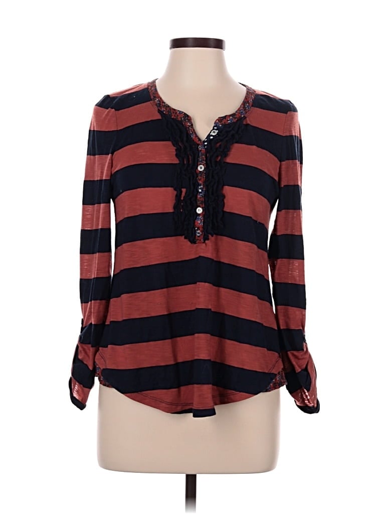 Pre-owned Anthropologie Long Sleeve Blouse In Burgundy