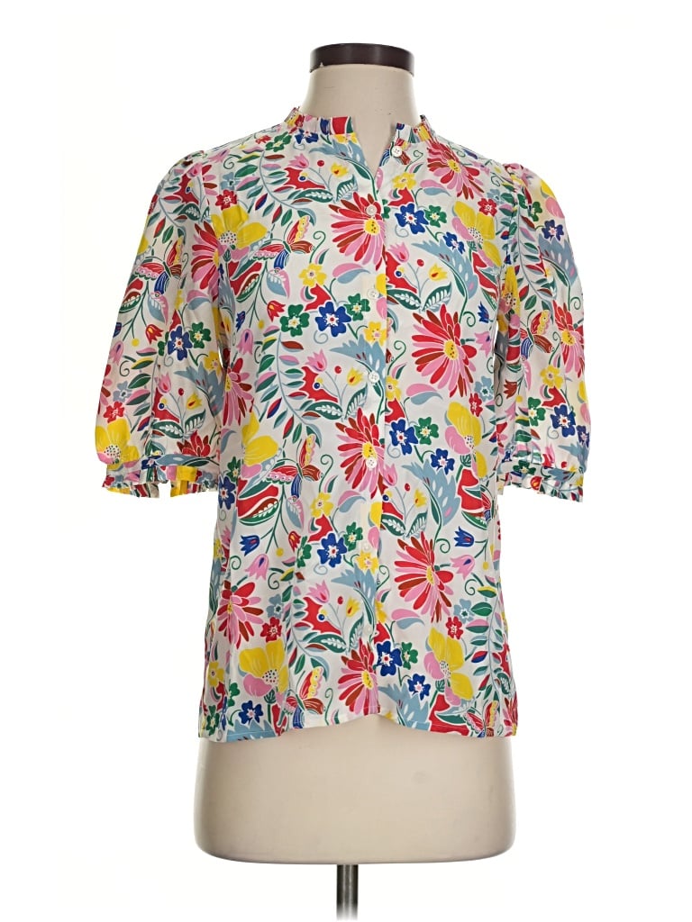 Boden Short Sleeve Blouse In White
