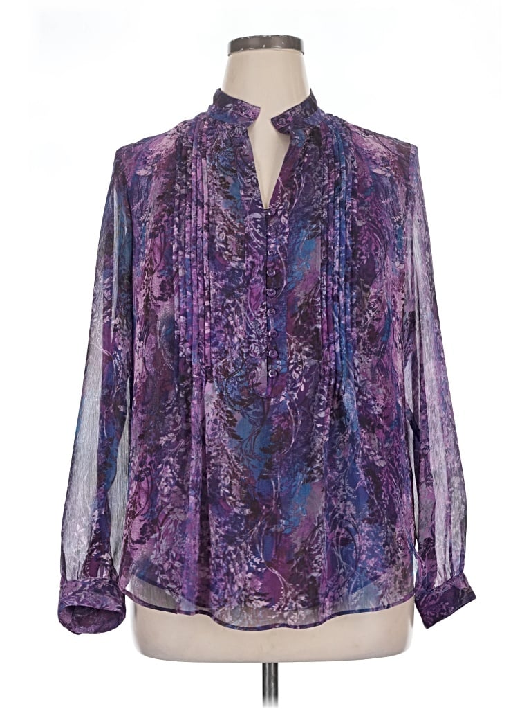 Pre-owned Coldwater Creek Long Sleeve Blouse In Purple