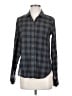 Reformation Jeans Checkered-gingham Gray Long Sleeve Button-Down Shirt Size XS - photo 1