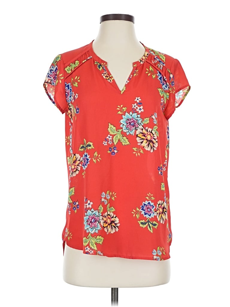 Pre-owned Pleione Short Sleeve Blouse In Red