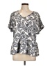 Bobeau 100% Polyester Paisley Silver Blue Short Sleeve Blouse Size L - photo 1