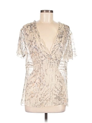BCBGMAXAZRIA Short Sleeve Silk Top (view 1)