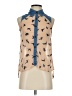 E&M Collection Tan Sleeveless Button-Down Shirt Size S - photo 1